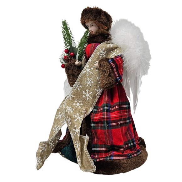 Victorian Country Angel Christmas Tree Red and Green 12" Tree Topper - Picture 5 of 5